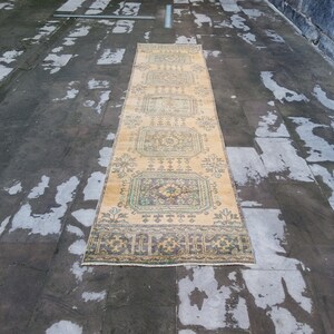 Orange Vintage Runner, turkish rug, runner turkish rug, kichen rug runner, 11.7x2.7 ft Runner, vintage Area Runner rug, corridor Runner