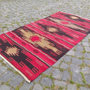 vintage Kilim. turkish kilim, Wool kilim, anatolian kilim, handmade Kilim, home Decor kilim, flatwoven kilim, 5.3x3 ft Kilim, area kilim rug