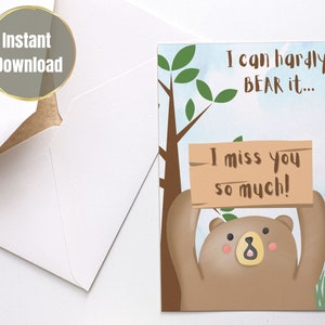 Ich vermisse dich Karte, Thinking of You Karte, druckbare Karte, Fernkarte, 15x18 cm Karte