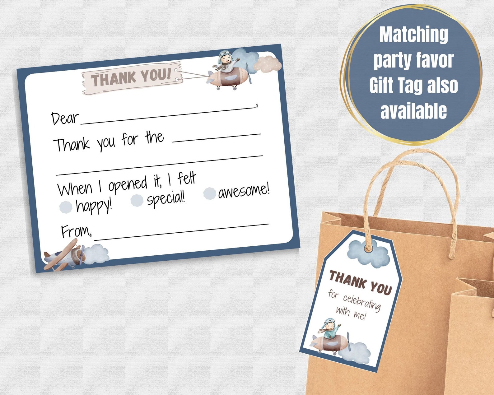 Printable Fill in the Blank Thank You Card Kids Thank You - Etsy