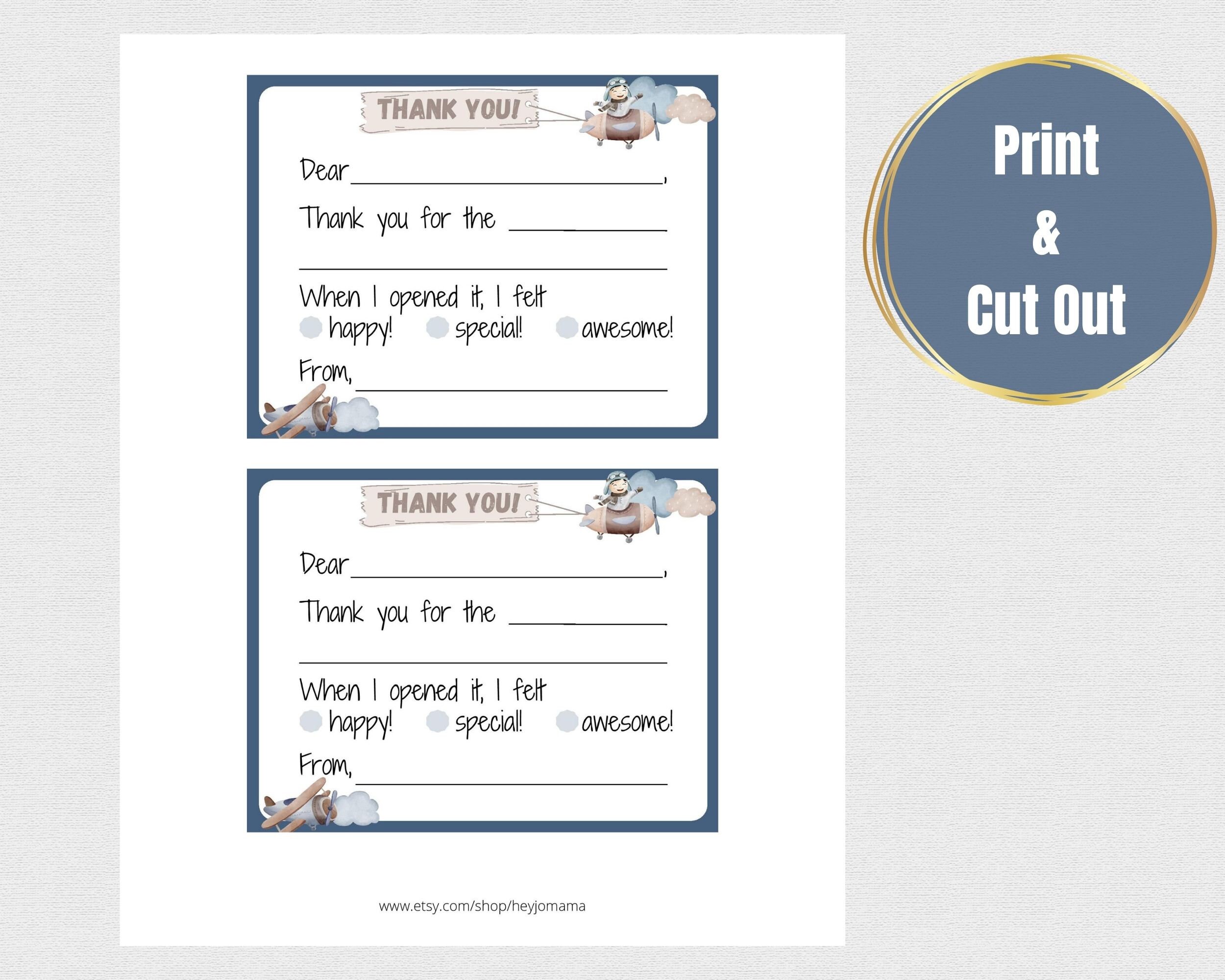 Printable - Fill in the Blank Thank You Card, Kids Thank You Card - Etsy