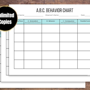 ABC Behavior Chart, Behavior Tracking Printable - Etsy