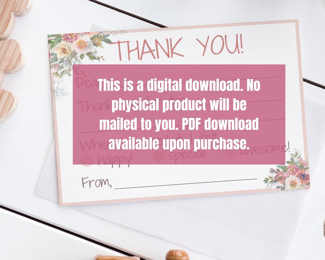 Printable Fill in the Blank Thank You, Kids Thank You Card - Etsy