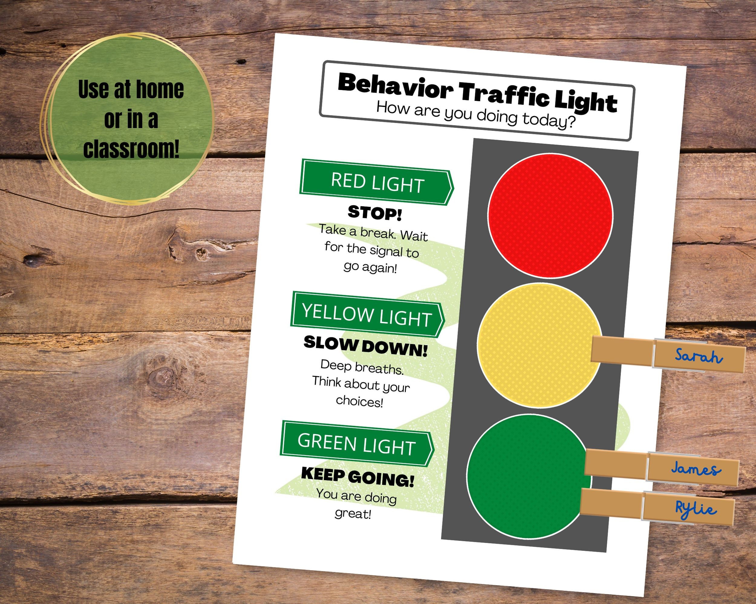 Traffic Light Behavior Chart Printable Behavior Chart for Etsy Singapore