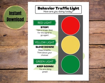 Traffic Light Behavior Chart, Printable Behavior Chart for Kids