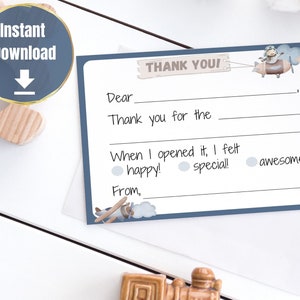 Printable - Fill in the Blank Thank You Card, Kids Thank You Card - Etsy
