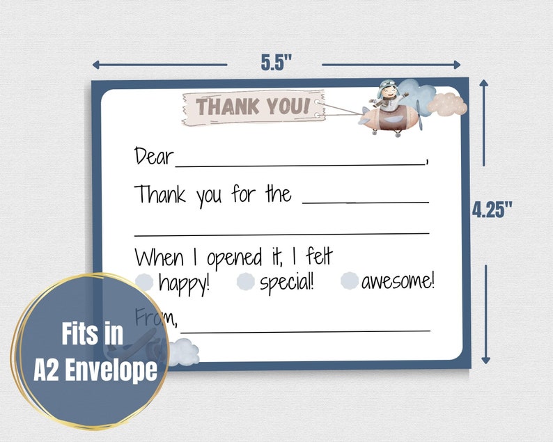 Printable Fill in the Blank Thank You Card Kids Thank You - Etsy