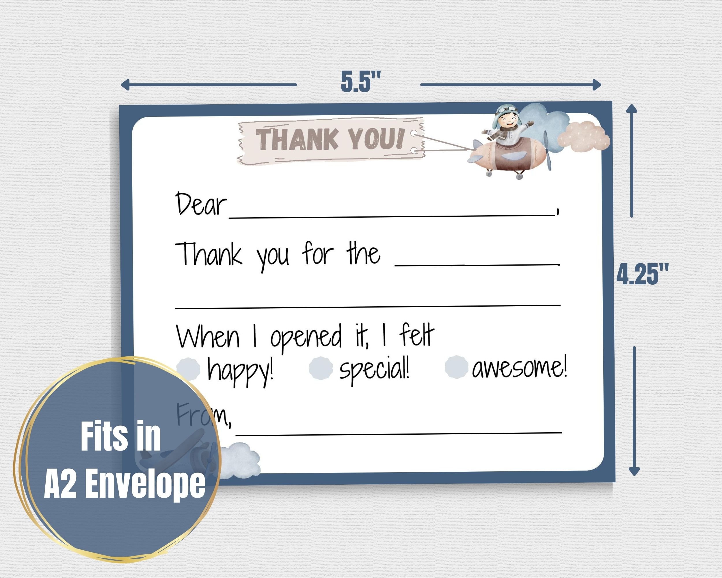 Printable - Fill in the Blank Thank You Card, Kids Thank You Card - Etsy
