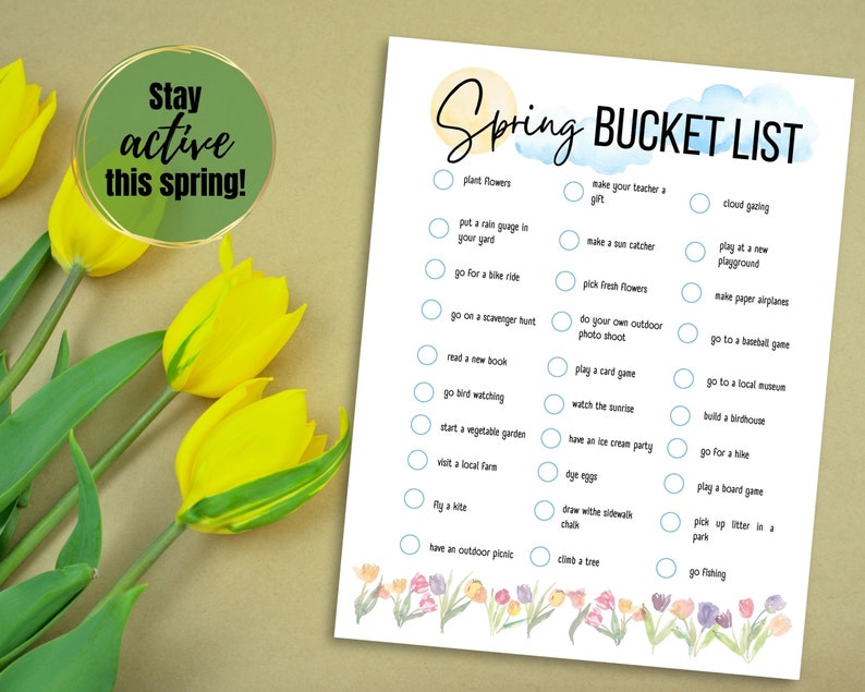 Spring Bucket List, Spring Family Activity List - Etsy