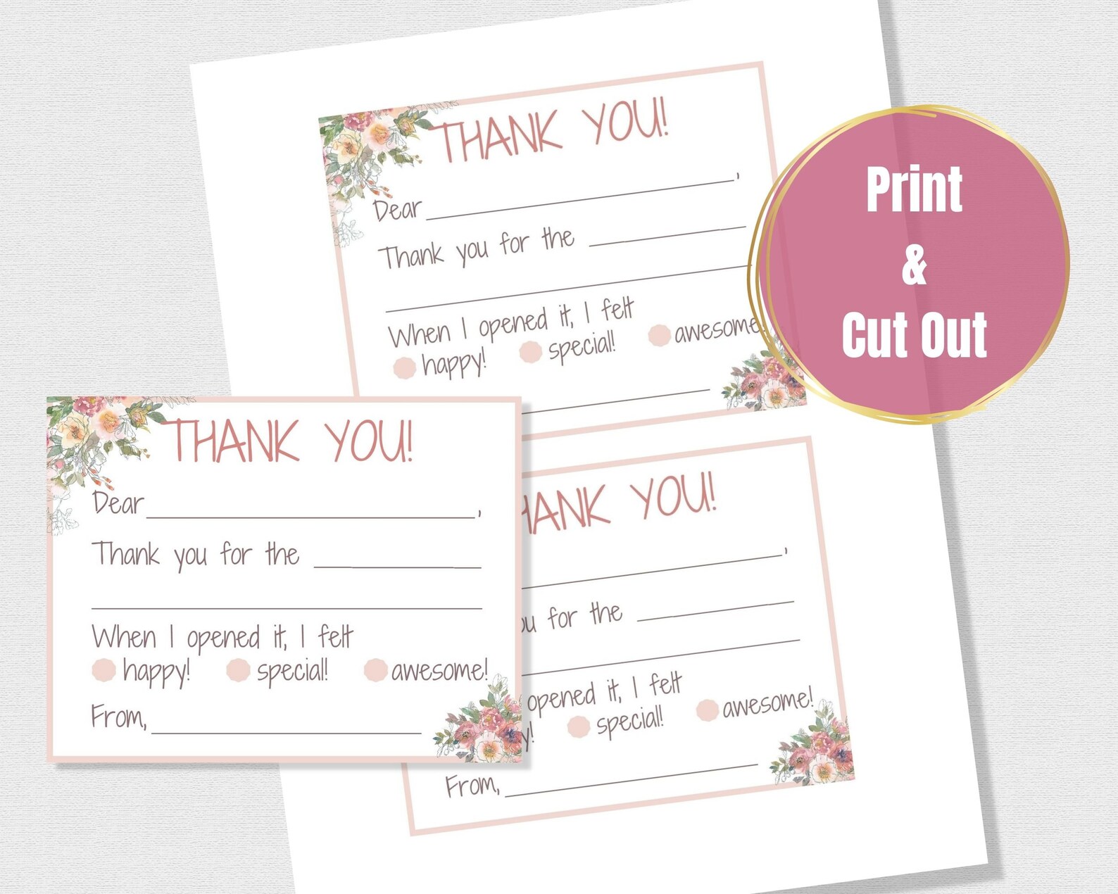 Printable Fill in the Blank Thank You, Kids Thank You Card - Etsy