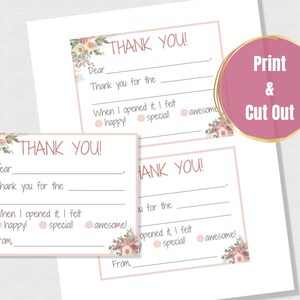 Printable Fill in the Blank Thank You, Kids Thank You Card - Etsy