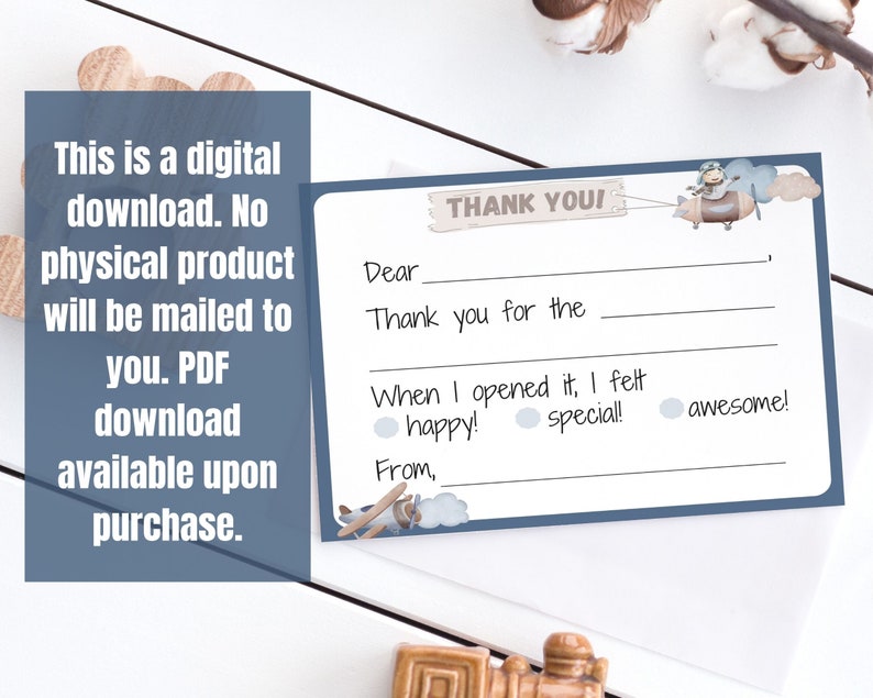 Printable Fill in the Blank Thank You Card Kids Thank You - Etsy