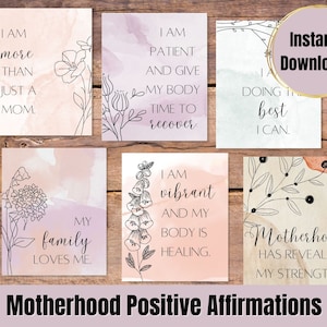 Affermazioni positive per mamme e postpartum, carte di affermazione stampabili