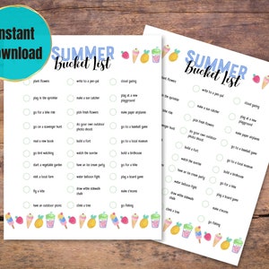 Kids Activities Summer Bucket List, Activity Checklist