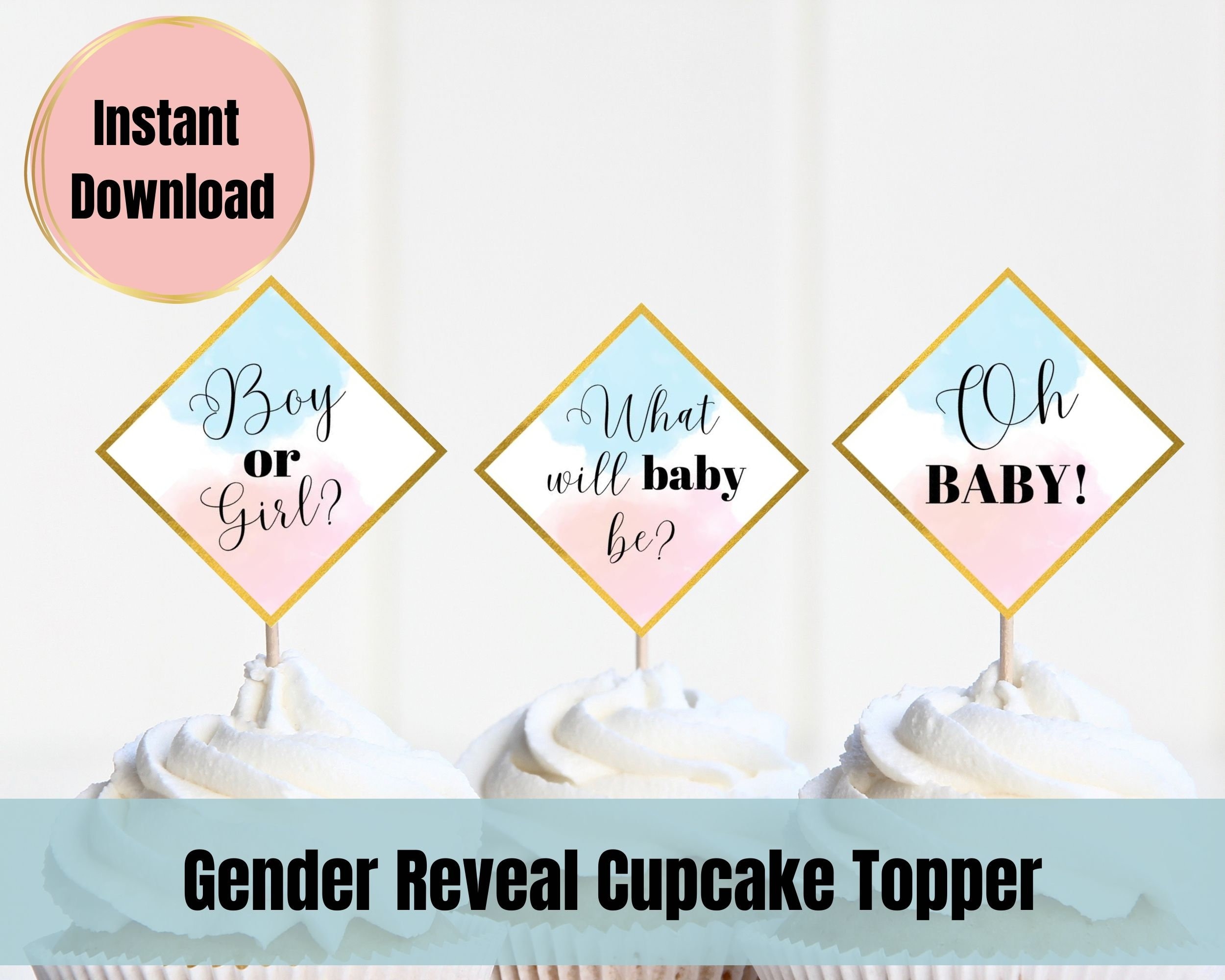 Gender Reveal Cupcake Topper, Printable Cupcake Toppers - Etsy