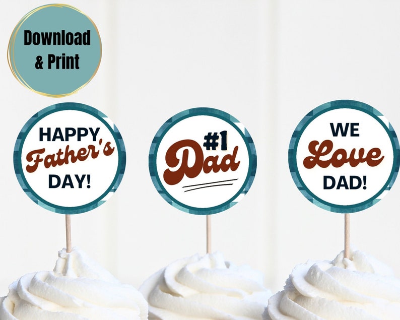 Fathers Day Cupcake Topper, Printable Cupcake Topper, Food Topper - Etsy