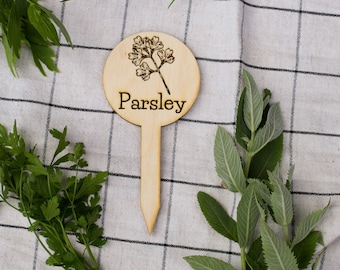 Herb tag PARSLEY laser cut plywood kitchen decor garden stakes ecofriendly plant marker sign label