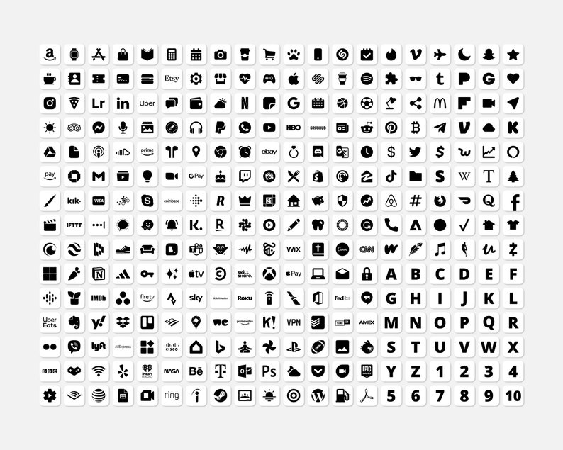 600 Ios Black and White Widgets Etsy