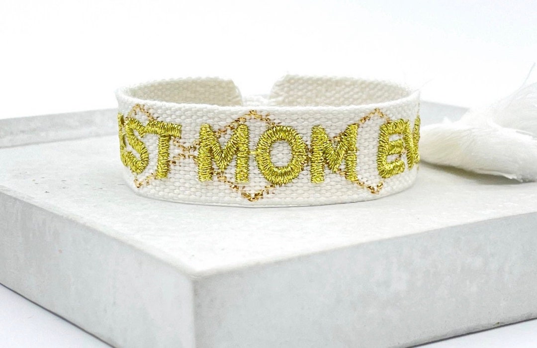 Best Mom Ever Bracelet Embroidered Bracelet Handmade Etsy