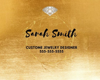 Gold Business Card with Diamond and Black font