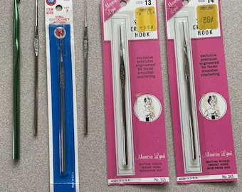 Vintage 1950s-1960s Steel or Aluminum Crochet Hooks