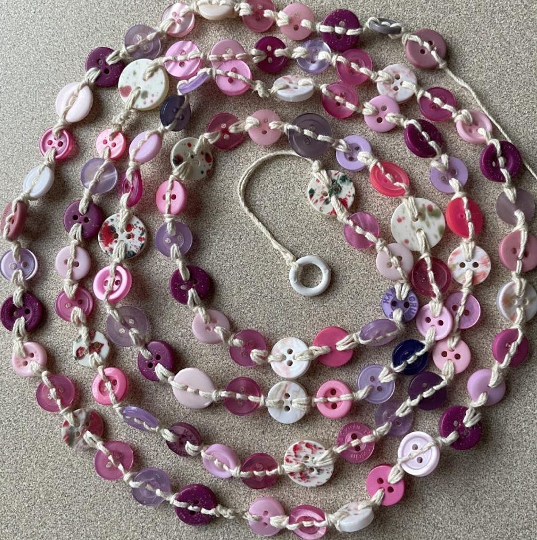 Shades of Pink and Purple Vintage Button Garland - Etsy