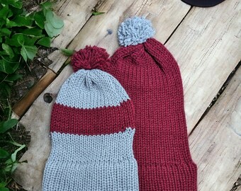 Handmade Toque - Steel and Cranberry