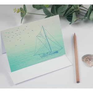 Printable sailboat greetings card, Watercolor sailboat, Sailing card, Beach card, Coastal card, Blank card, Envelope, PDF