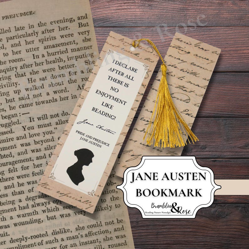 Jane Austen Bookmark © BramblingAndRose | etsy.com