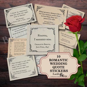 Pegatinas con frases de amor, frases de boda, frases de libros románticos, autores clásicos, diarios basura, efímeras, literatura, álbumes de recortes, declaraciones, palabras