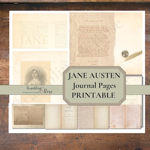Kit de diario basura de Jane Austen, páginas de álbum de recortes de Orgullo y prejuicio, papeles románticos de la época de la Regencia, hojas vintage digitales, cartas antiguas, diario