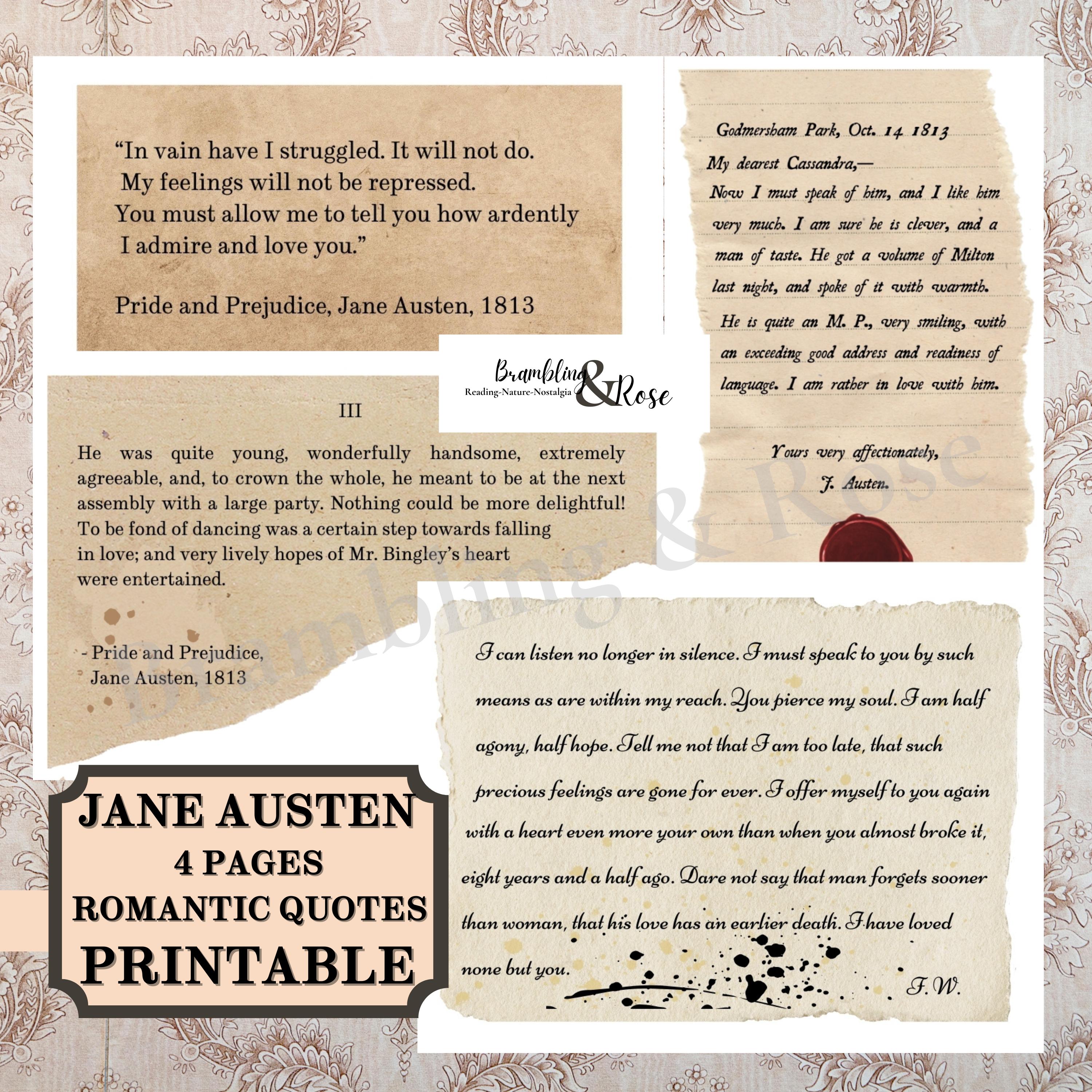 Printable Jane Austen Romantic Quotes, Torn, Book Pages, Collage, Literary  Ephemera, Love Letters, Junk Journal, Digital Journal Stickers - Etsy, image size:3000x3000