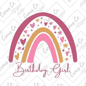 Birthday Girl Rainbow PNG, Digital Download, Sublimation File, Girls Birthday