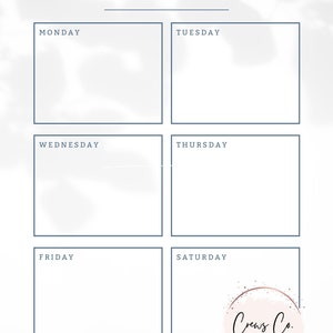 Minimalist Weekly Planner Template, Digital Download, Simple Design