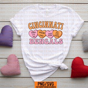 Cincinnati Bengals Valentine SVG – Conversation Hearts Design (Digital Download)