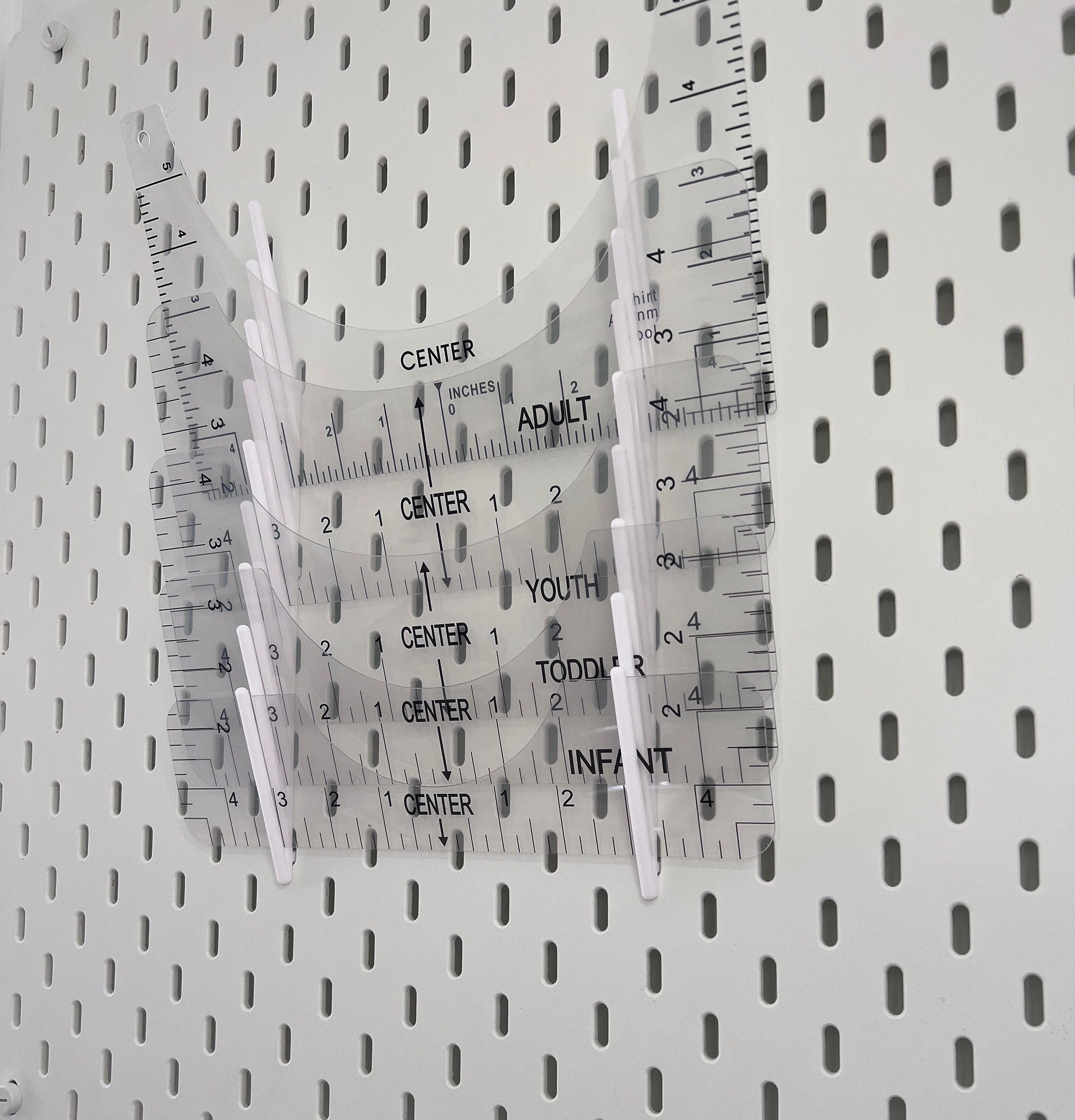 Listing photo: IKEA SKADIS Compatible Ruler Holder: 3D Printed PLA Pegboard Organiser