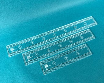 Transparent Acrylic Ruler with 1/8” Alignment Holes | Individual Sizes or Set of Three