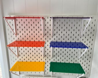 IKEA Skadis Shelf: Vibrant Acrylic Pegboard Shelf with 3D Printed Brackets