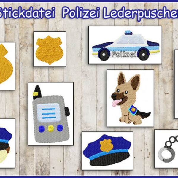 Stickdatei Polizei Lederpuschen