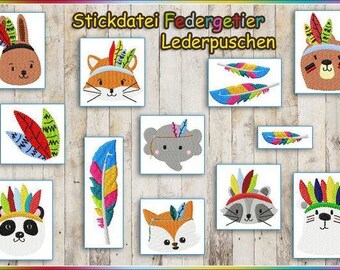 Stickdatei Boho Federtiere Lederpuschen