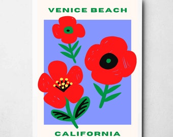 Venice Beach California Poppy Flower Art Print Poster