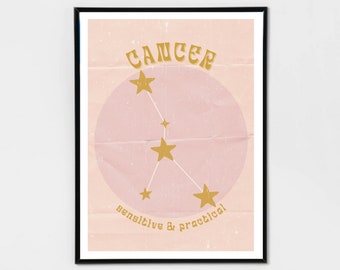 Cancer Zodiac Constellation Poster Art Print Pink