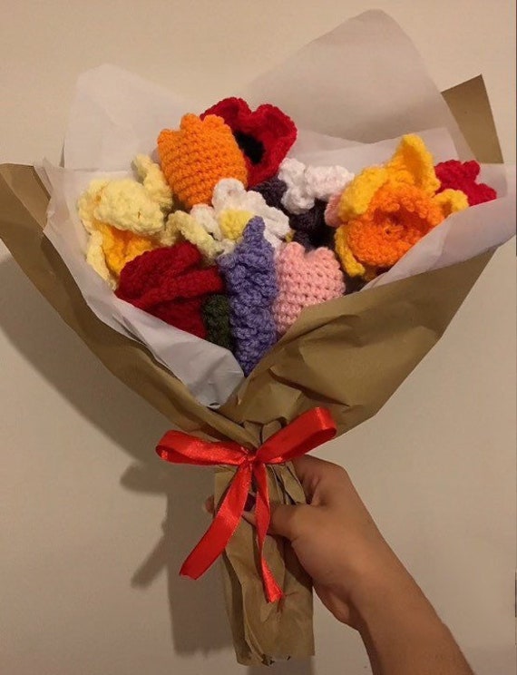 Crochet Flower Bouquet/crochet Flowers/crochet Roses/crochet Etsy