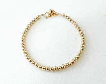 Gold filled bead bracelet, 3mm bead bracelet, bracelet stack, gold filled bracelet