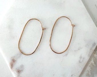 Oval hoop earrings, gold filled hoop earrings, minimalist earrings, handmade earrings