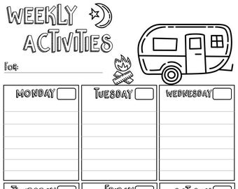 HAPPY CAMPER Printable Weekly Activity Chart