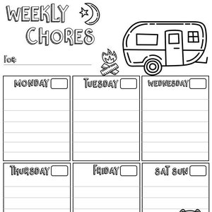 HAPPY CAMPER Printable Weekly Chores Chart