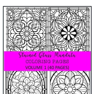 40 Printable Stained Glass Mandala Coloring Pages for Adults & Kids - Digital Download