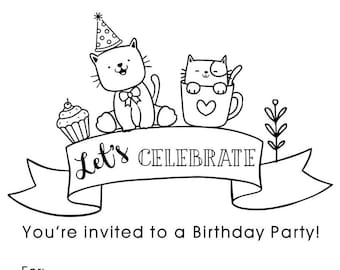 INSTANT DOWNLOAD- Printable fill-in birthday invitation- Kitty Party