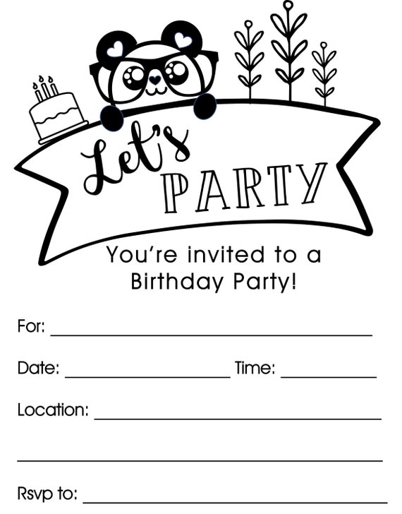INSTANT DOWNLOAD Printable Fill-in Birthday Invitation Panda | Etsy